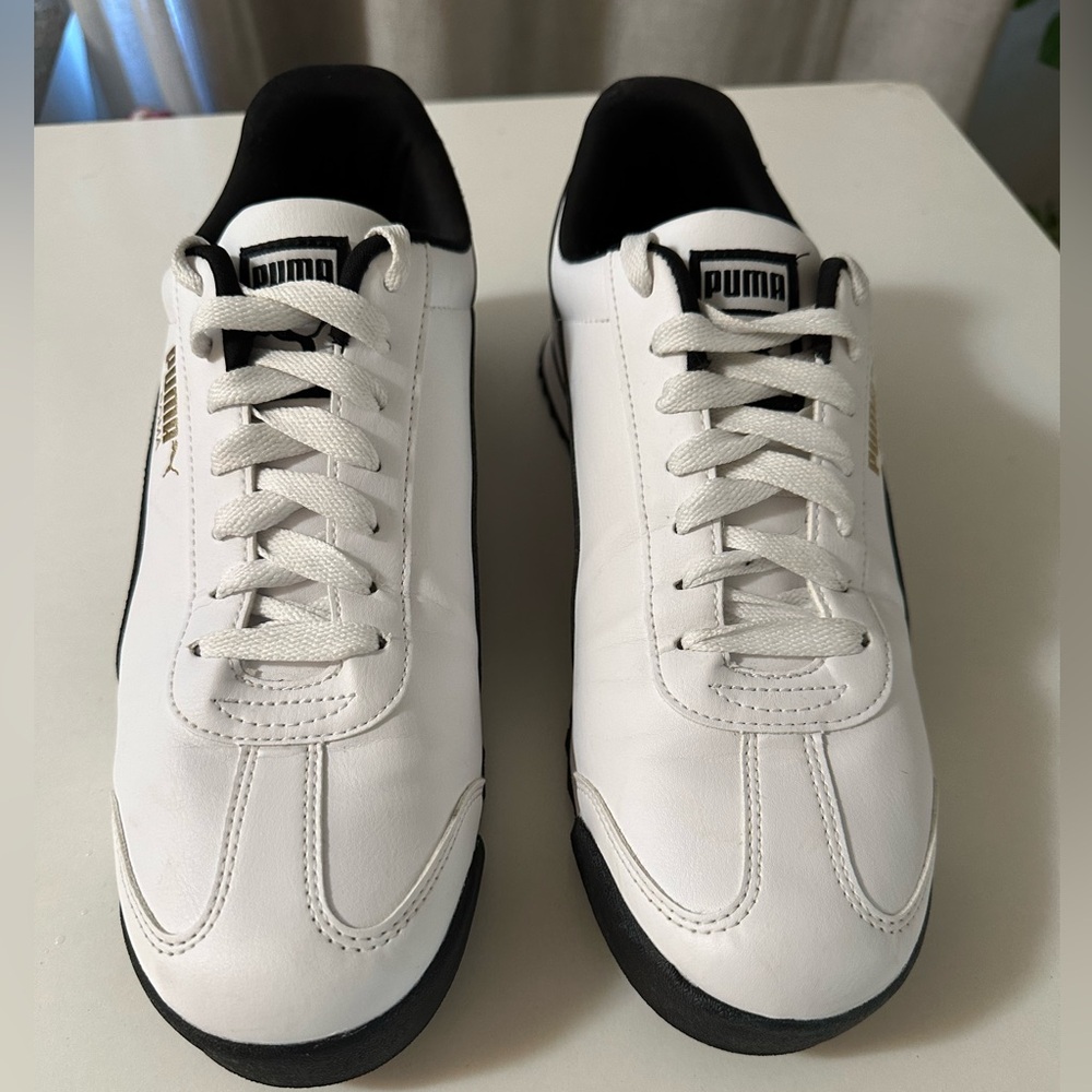 Puma Roma Sneakers 353572-02 In Color White/Black/Gold US Men Size 10.5